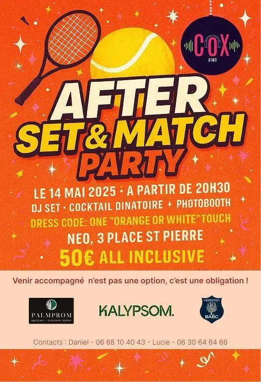 Affiche Set et match party Cox Club